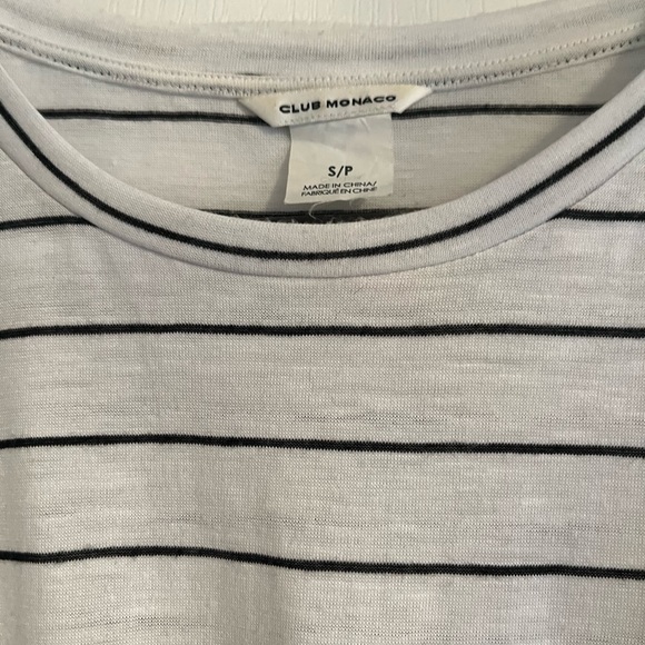 Club Monaco striped (mock?) tie front tshirt size S - Picture 2 of 4